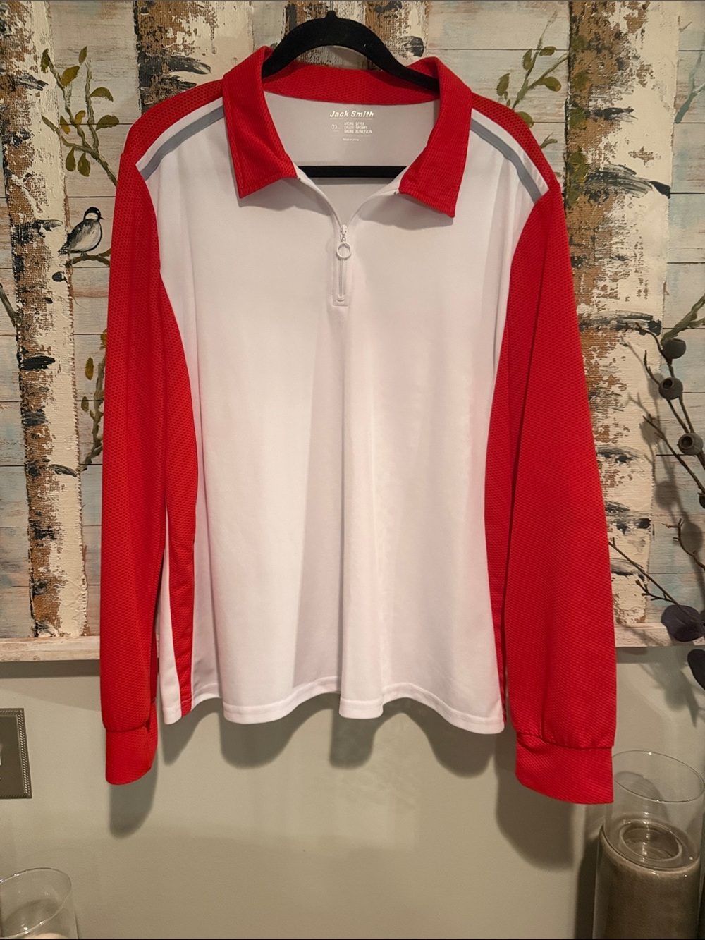Jack Smith Red & White Long Sleeve Polo Top